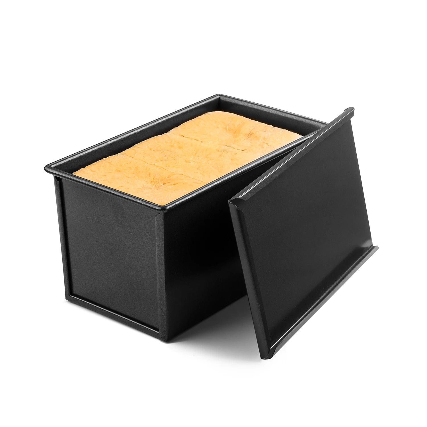 For Basics Carbon Steel Bakeware Non-stick Baking Rectangular Pullman Bread Loaf Pan Lids Black Eco-Friendly Home Kitchen