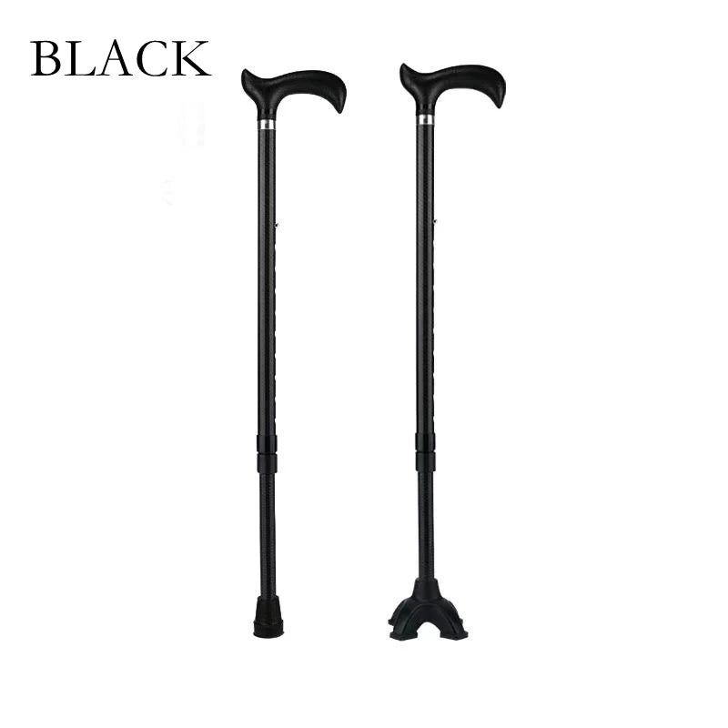 OEM One Piece Carbon Fiber Anti-Fall Walking Cane Non-Slip Four-Legged Telescopic Elderly Aid for Rainy Days Cross-Border