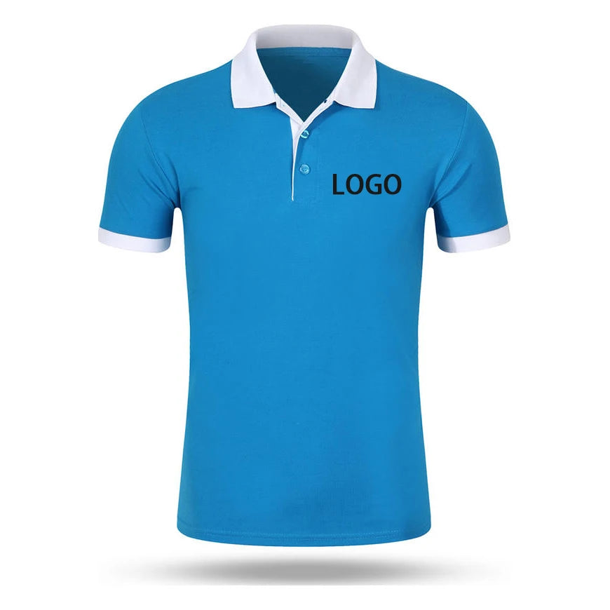 Men's Custom Logo for Polo T-Shirt Knitted Polyester Cotton Golf for Polo Blank Digital Printing Plain T-Shirt