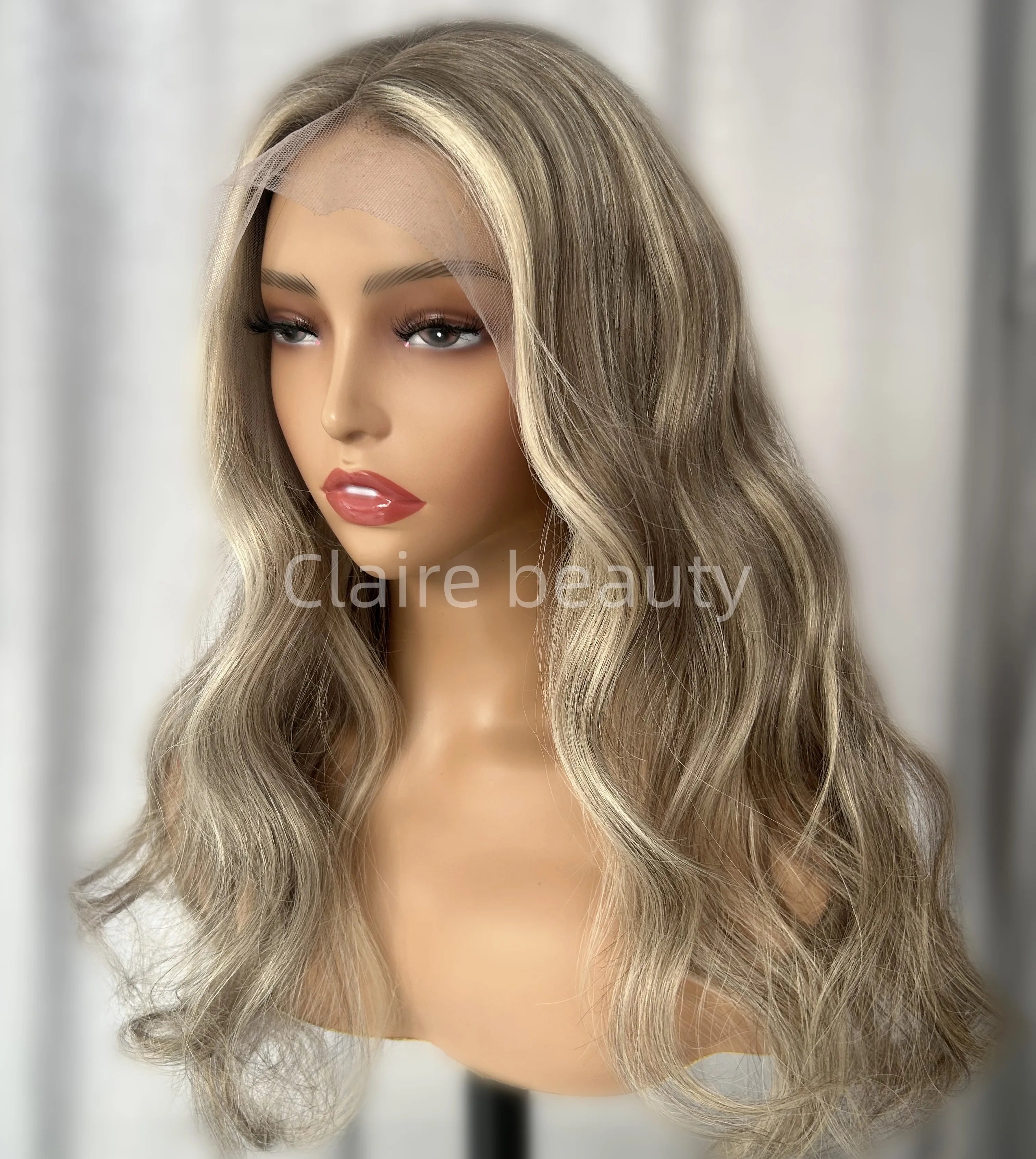 European Hair Body Wave Transparent Lace Front Wig Human Hair Full Lace Highlight Blonde Color HD Lace Front Wig for White Women