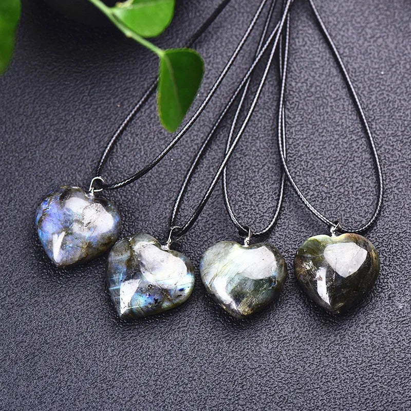 Hongzhuo Sterling Pendant Charm for Original Bracelet Labradorite Heart Shape Pendant Jewelry Making Jewelry