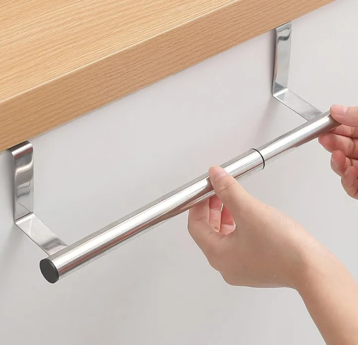 No Drill Stainless Steel Retractable Towel Holder Towel Bar Rack Dish Cloth Hanger Rack Eco-Friendly Multifunction Hook Type