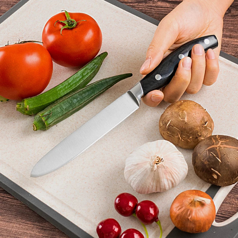 5 Inch 3Cr13 Stainless Steel Kitchen Utility Knife with Ergonomic Pakka Wood Handle Eco-Friendly Gift Box