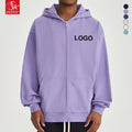 Autumn/Winter 450g Heavyweight Oversized Pullover Cardigan Sweater Zip-Up Hood Casual Solid Color Jacket for Teenagers ODM