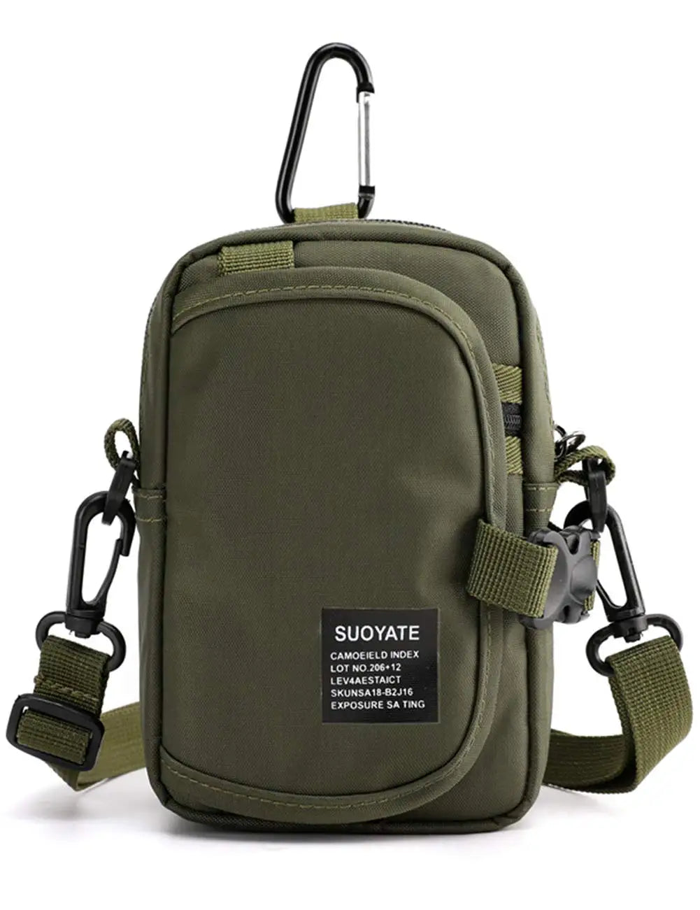 Unisex Nylon Multifunction Carabiner Outdoor Tactical Waist Belt Bag Crossbody Gadget Pocket One Shoulder Pouch Water-Proof Cell