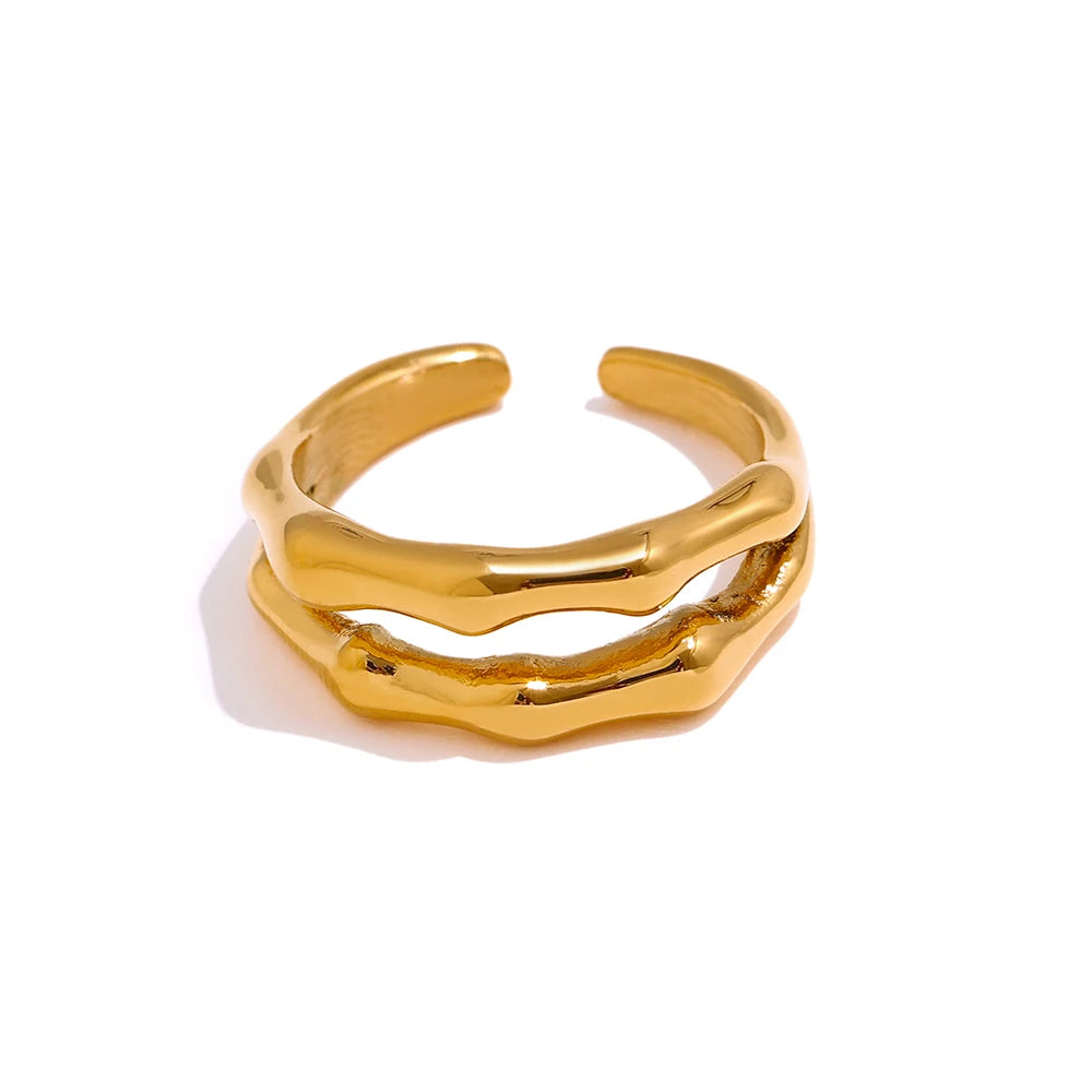 JINYOU 423 Simple Metal Texture Finger Rope Ring 316L Stainless Steel Opening Ring for Women MegaBDM