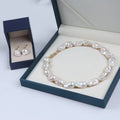 Zhuji Good Quality 14-19mm White Baroque Pearl Necklace and Earring Set Classic Style for Wedding Party Engagement or Gift