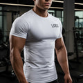 Factory Wholesale Quick Dry Active Wear Men's Muscle Fit Short Sleeve T-Shirt Gym Custom Logo Spandex/Polyester Solid Color