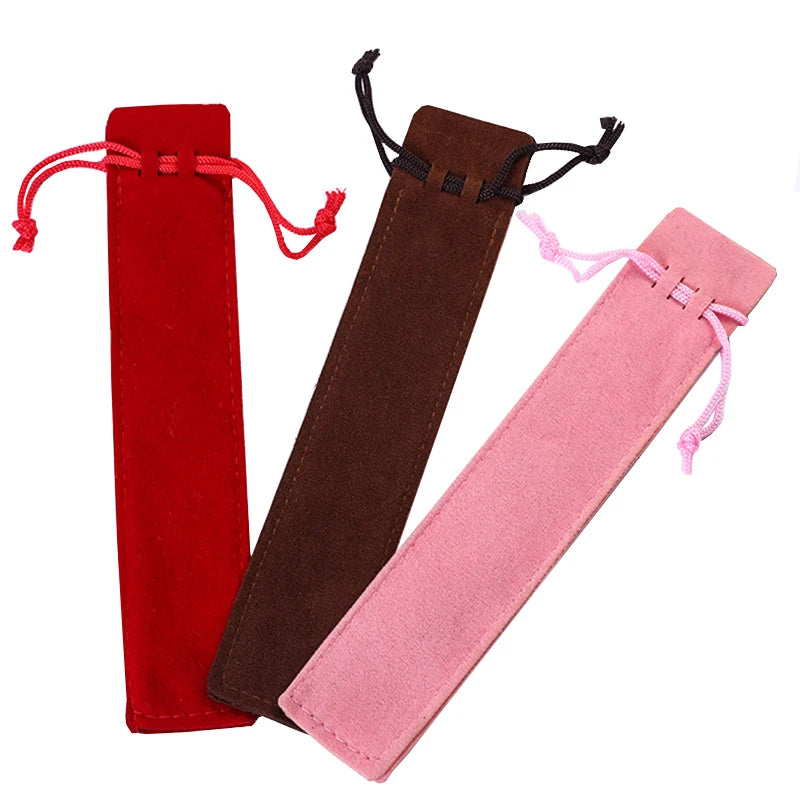 Custom Flannelette Single Pencil Case with Velvet Rope Pen Bag Sleeve for Pen Pouch Storage Gift Fabric