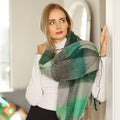AC Plaid Pamanhmina Shawls Winter Women's Warm Scarf with Tassel Thick Rainbow Hairy Bufanda Made of Polyester