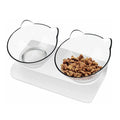 Cat Elevated Double Transparent Plastic Bowl Pet Feeding Bowl Raised The Bottom Cats and Small Dogs Cute Cat Face Bowl