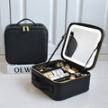 Outdoor Multifunction Travel Cosmetic Bag Women Makeup Organizer Professional Female Storage Make up Cases with Mirror LED Lamp