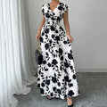 RNSHANGER New Summer Women's Printed Floral Maxi Dress Casual V Neck Sleeveless Elegant Dresses for Ladies