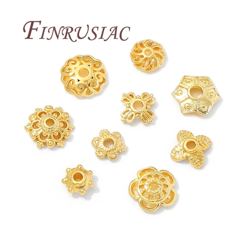 18K Gold Plated Bead End Caps for Jewelry Making Supplies Spacer Bead Caps DIY AccessoriesBeading Jewelry Making Supplies