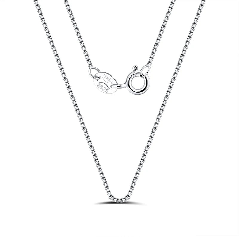RINNTIN SC07 Box Chain 925 Sterling Silver 0.6mm Rhodium Plated Chain Necklace