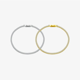 FUAMAY Classic Zircon Bracelet Women Dainty 18K Gold Plated 925 Silver 2MM Zircon Tennis Non Tarnish Bracelet for Women
