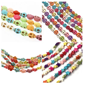 Cheap Multicolor Various Shapes Howlite Turquoise Magnesite Carved Beads for Jewelry Making