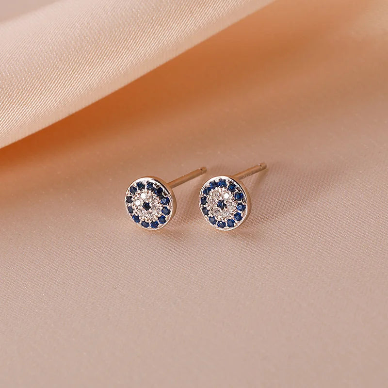 Hot Sell Diamond Nazar Earrings  Exquisite Blue Evil Eye Zircon Classic Stud Earrings Gift