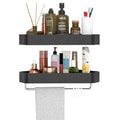 Modern Design Copper Corner Storage Rack Black Adhesive Dual Tier Eco-Friendly Durable Shower Caddy Basket Bathroom No Drilling