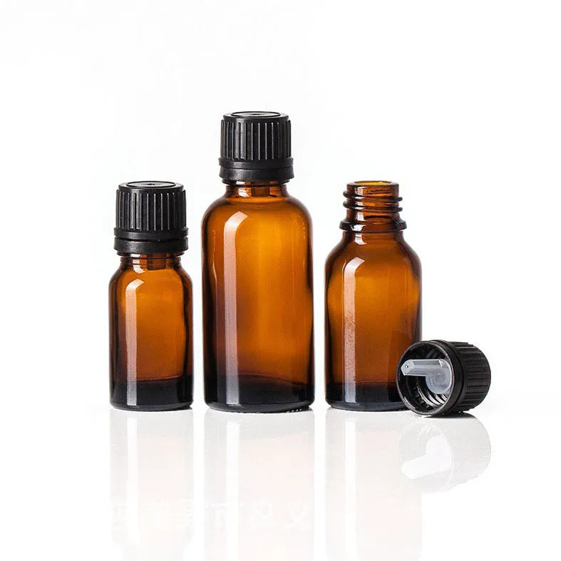 Top Seller CAPOT Brand 10ml 30ml 50ml Amber Blue Glass Cylinder Essential Oil Bottle with Anti-theft Cap Jiangsu Origin