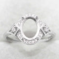 Sterling Silver 7*9mm Semi Mount Ring Empty Frame Blank Support Claw Setting S925 Base Holder Without Center Stone for DIY Inlay