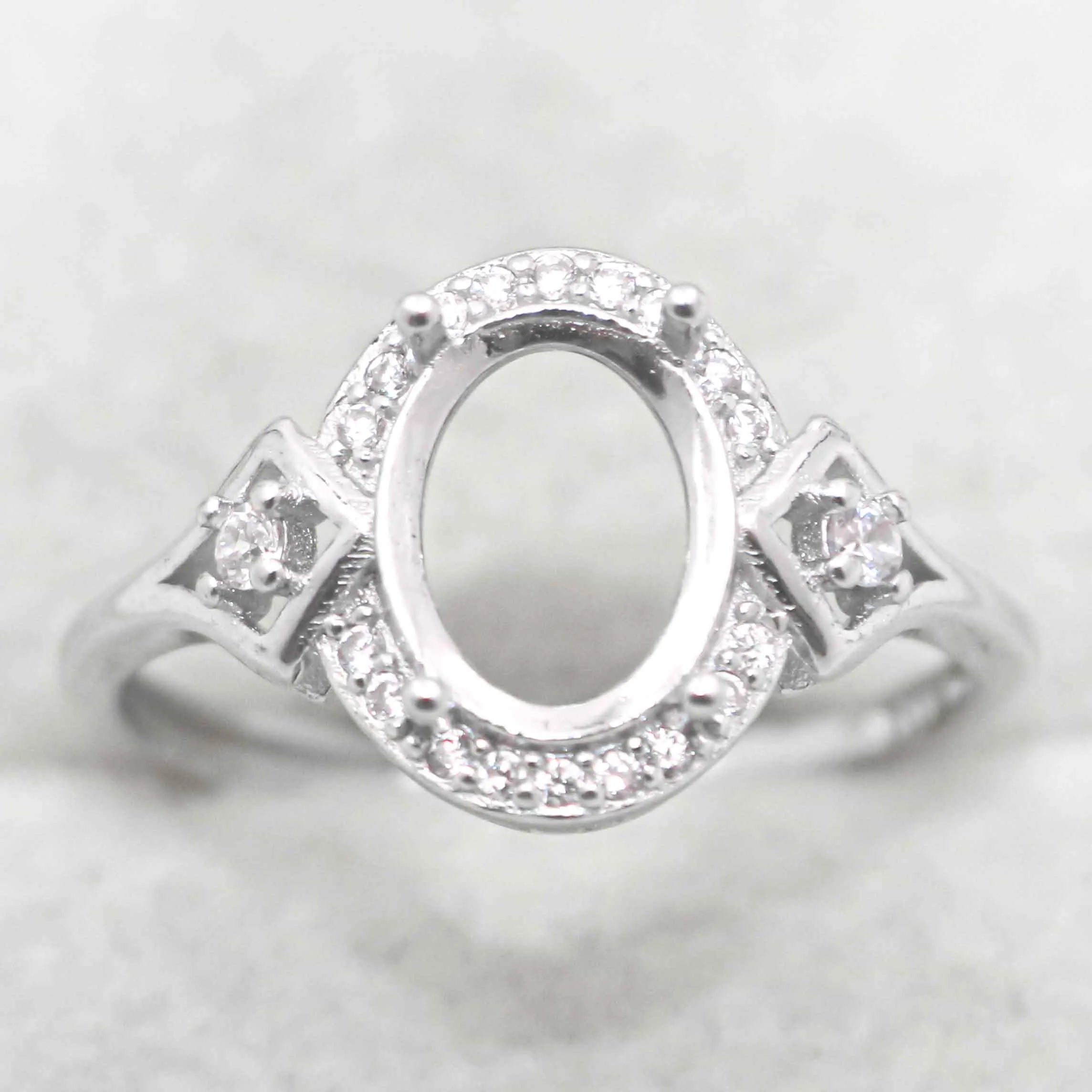 Sterling Silver 7*9mm Semi Mount Ring Empty Frame Blank Support Claw Setting S925 Base Holder Without Center Stone for DIY Inlay