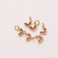 18K Brass Gold Plated With Red CZ Paved Heart Shape Charm for Jewelry Making