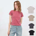 2026 T-Shirt Factory Custom Summer Vintage Crew Neck Woman Crop Top T Shirts Washed Women Cropped Tshirts Cotton
