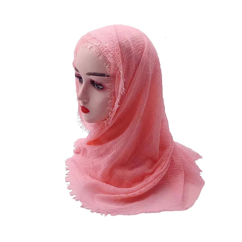 Wholesale Crinkle Cotton Hijab 126 Colors Muslim Islamic Abaya Telekung Hijabs Solid Dyed Shawl Women Lady Shawl Scarves
