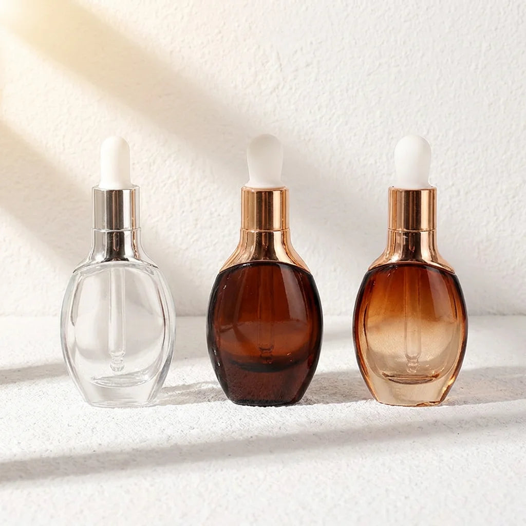Custom Luxury 15ml 30ml Frosted Skincare Serum Essential Oil Bottle Glass 1 Oz Dropper Empty Cosmetic Bottle Skin Care Packaging