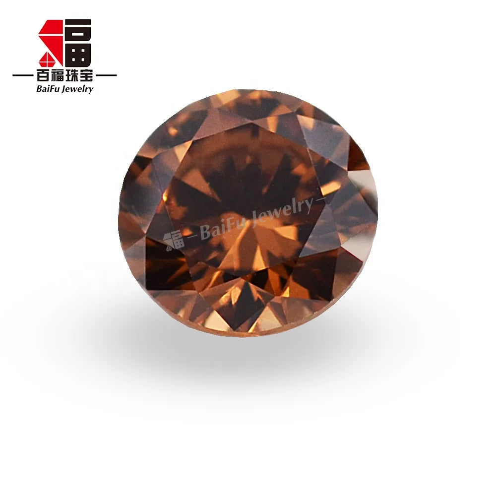 Baifu Jewelry Top Quality Loose Round Dark Coffee Zircon