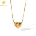 New Fashion Women Jewelry Collare Gold Plated Bead Chain Stainless Steel Aesthetic Zirconia Heart Necklace