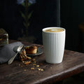 Porcelain 250ml Stackable Double Wall Mugs Heat-Resistant White Cups with No Handle Ceramic Material