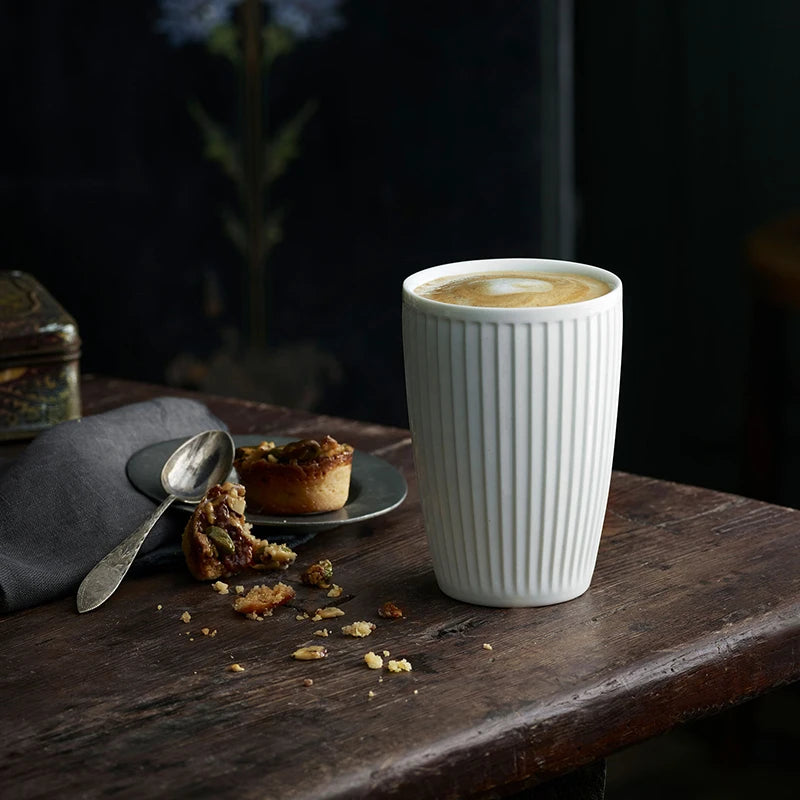 Porcelain 250ml Stackable Double Wall Mugs Heat-Resistant White Cups with No Handle Ceramic Material