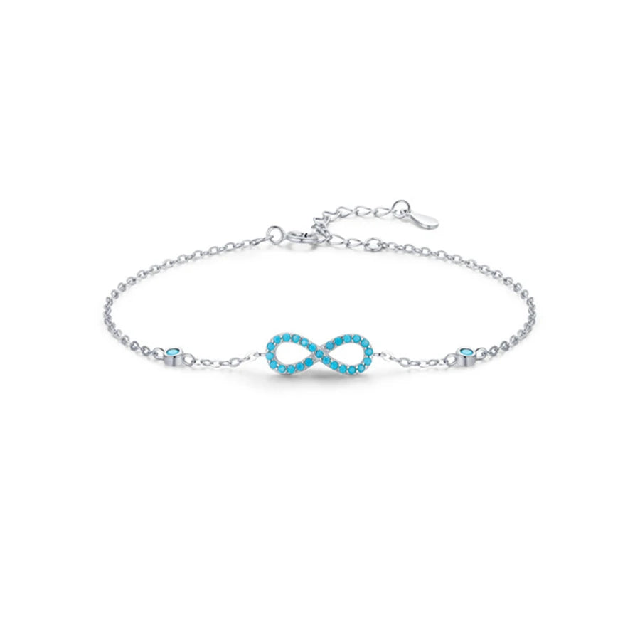 Fashion Wholesale Bangle S925 Sterling Silver Bracelet Infinite love Daily Wear Turquoise Blue Stone Tennis Bracelet