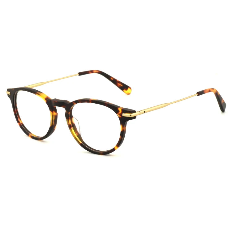 DOISYER 2021 New Arrivals Custom Logo Solid Classic Metal Frame Round Eyeglasses OEM Acetate Anti Blue Light Gaming Glasses