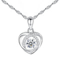 Graceful 925 Silver Fine Necklaces Round Heart Surrounding Pendant Zircon Trendy Style for Weddings Parties Real Silver Chain
