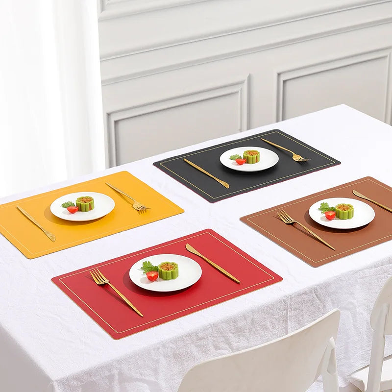 2024 Tabletex Faux Leather Placemats Pvc Table Mats Waterproof Stain Resistant Heat Resistant Non-slip for Kitchen Dining Table