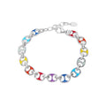 Famous Brand 925 Sterling Silver Rainbow Bracelet for Girls Women