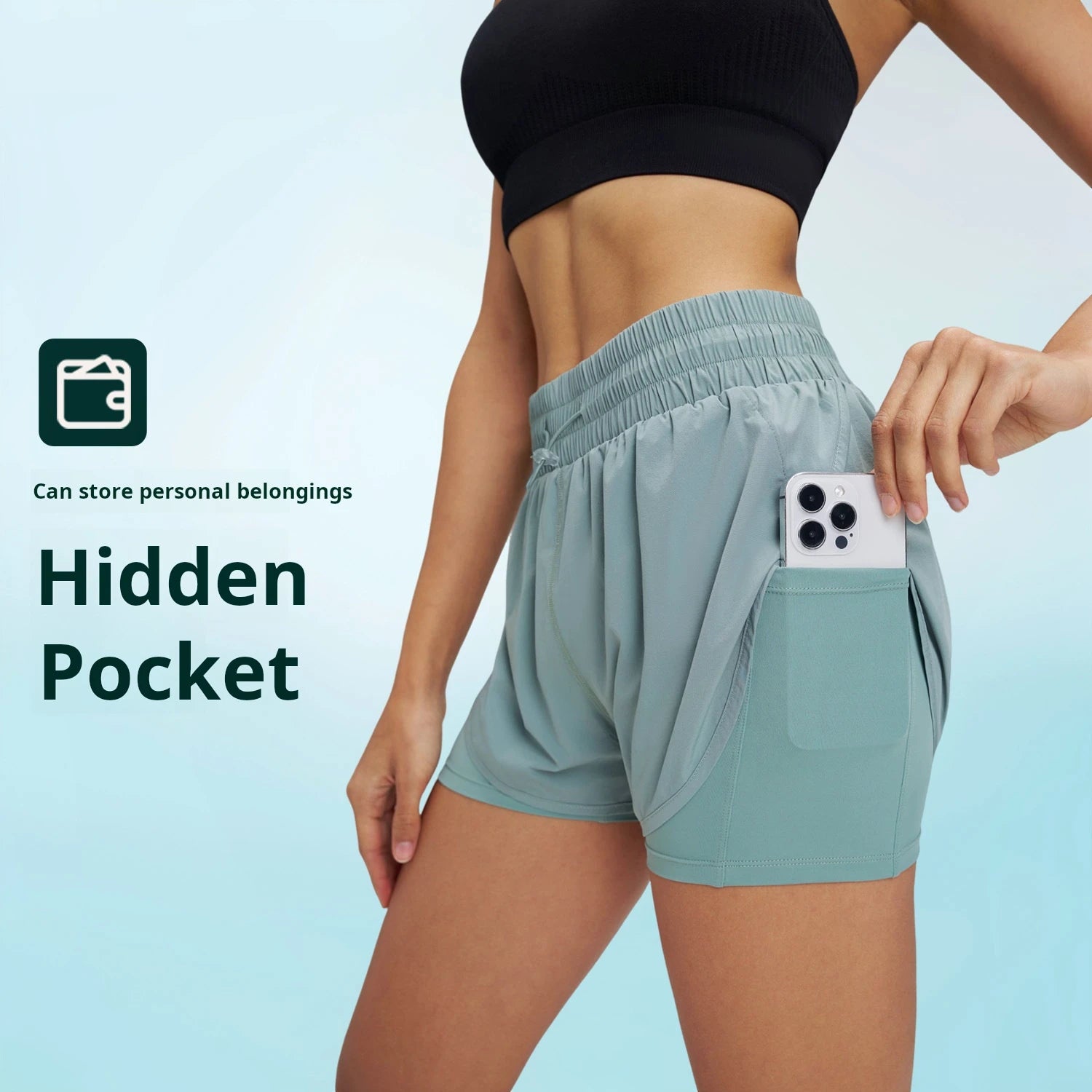 Hot Selling Sports and Fitness Shorts with High Waist and Slimming Effect Two Pieces of Anti slip Shorts for Running and Vacati