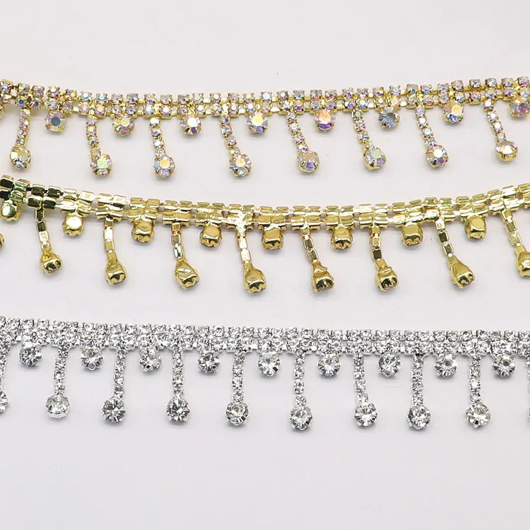 Fringe Rhinestone Trim Chain Crystal  by the Yard Tassel Rhinestones for Garment Jewelry Decoration