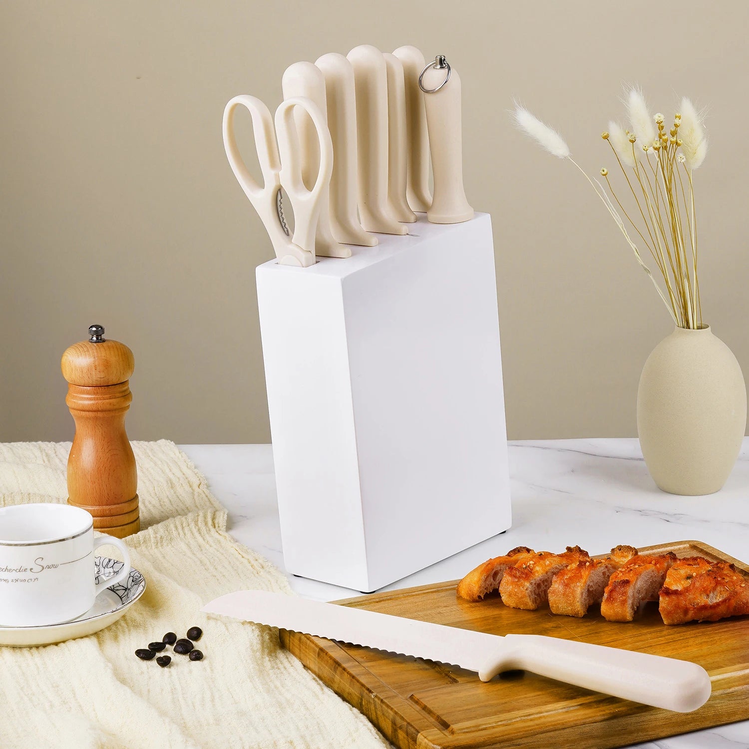 Stellar 8-Piece Stainless Steel Chef Knife Set Non-Stick Coating Colorful PP Handle 3Cr13 Blade Cooking Kitchen Knives Set