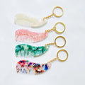 Fashion Acetate Comb Keychain Mini Travel Portable Pocket Hair Comb with Key Ring