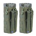 Unisex Outdoor Tactical Water Bottle Pouch Molle Cup Holder with Roll-Up Folded Mesh Waterproof Water Carrier for Hiking Running