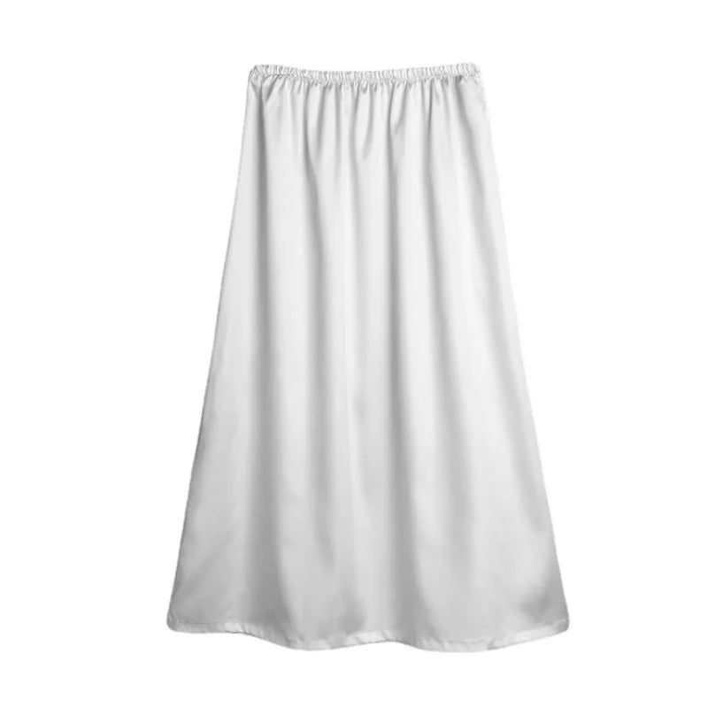 Customize 70cm Long Women Satin Half Slip Underskirt Long Petticoat a Line Under Dress Safety Skirt