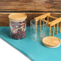 Multifunction Stackable Storage Spice Glass Bottle Jar with Bamboo Wood Lid for Kitchen Herb Food