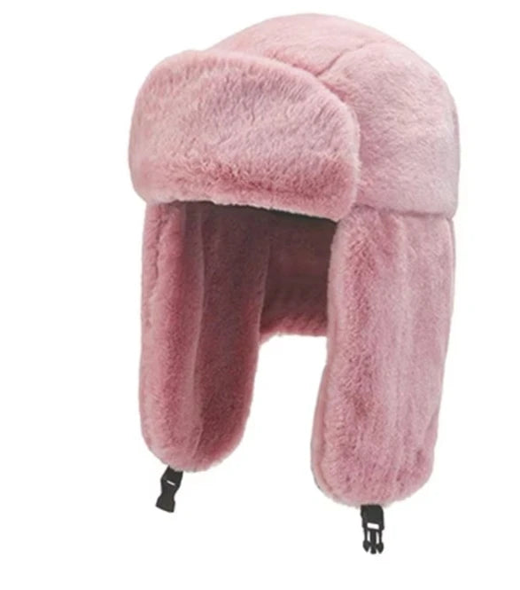 Fashion Winter Plush Fur Thicken Beanie Warm Windbreak Skiing Cycling Cap Pilot Cap Earflap Winter Hat Unisex