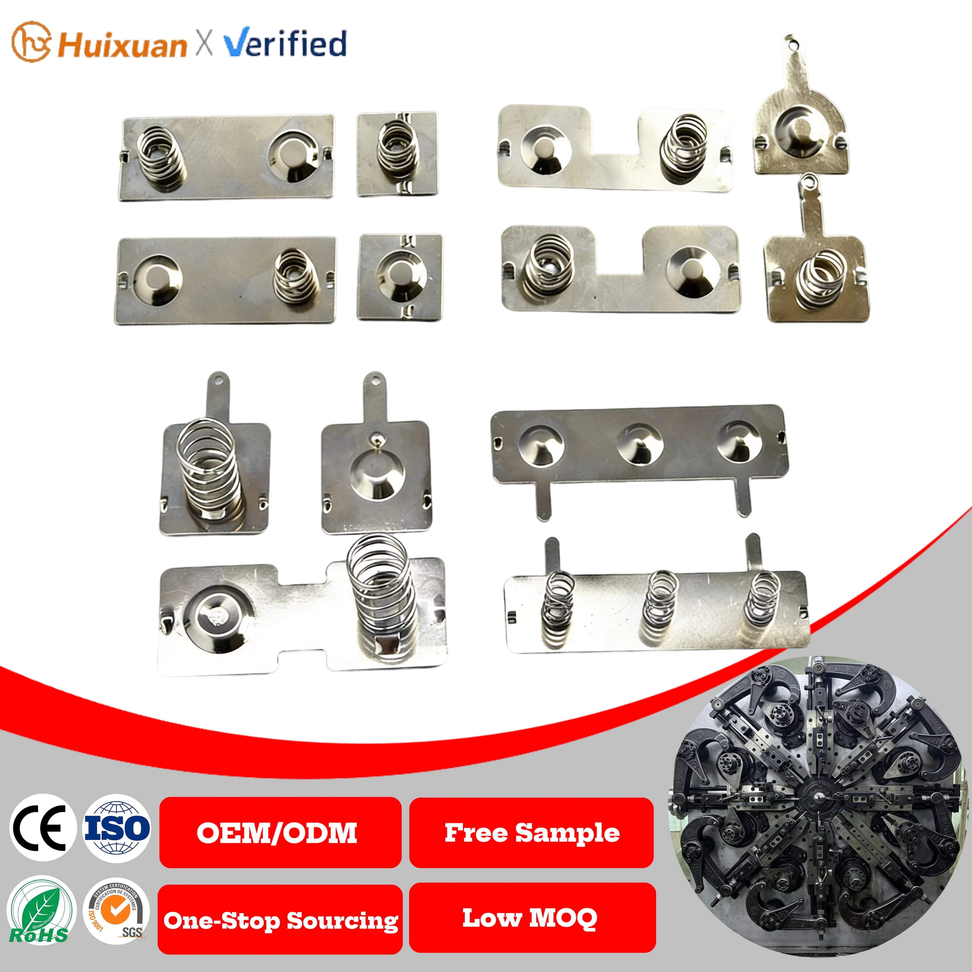 Custom Metal Double Battery Contact Coil Spring Positive Negative Remote Control Battery Connector Spring Steel Clips Spring