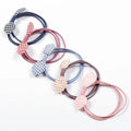 Small Fresh Bow Hair Rope Female Temperament Lattice Hair Circle Basic Three in One Rubber Headband Rope