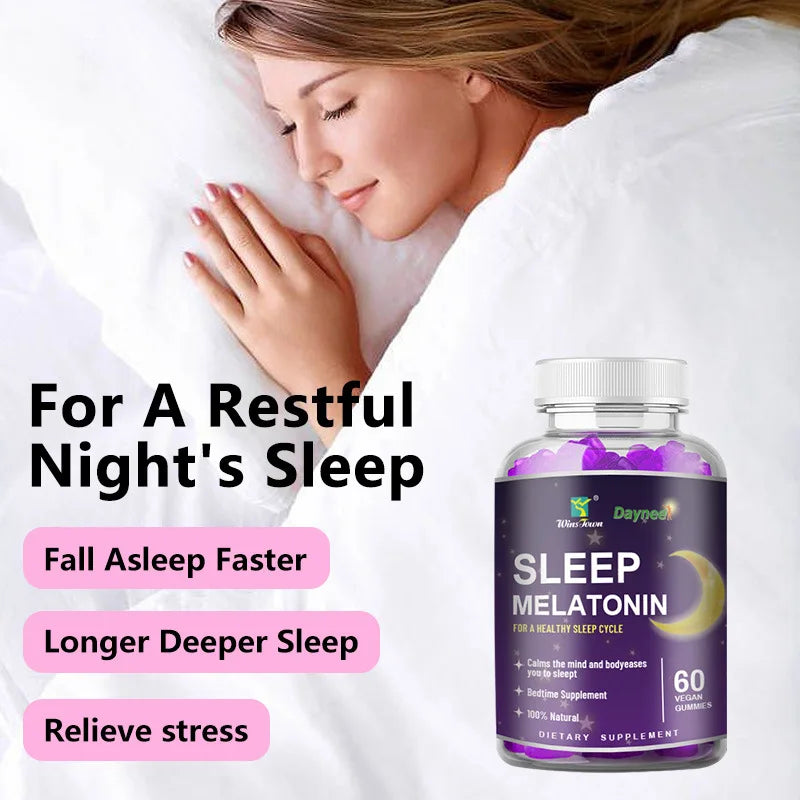 Daynee 60pcs Melatonin Sleep Gummies Sleep Improving Stress Relieving Mind Calming Sleep Melatonin Vegan Gummies